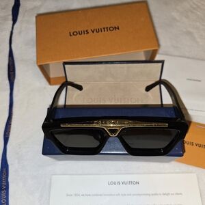 Louis Vuitton Black Sunglasses with Gold Detail